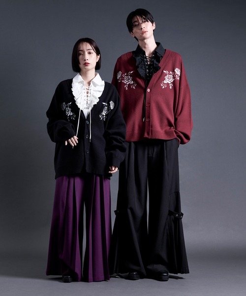 Ellno Loset（エルノロゼット） カーディガン ローズ刺繍カーディガン