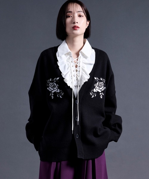 【人気商品】CASABLANCA ブラック 刺繍ロゴ カーディガン L サイズ 人気商品】CASABLANCA ブラック 刺繍ロゴ カーディガン L サイズ 人気