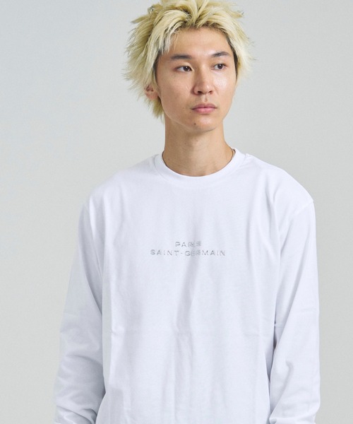 17AW✨サンローラン パリ メタリックロゴ シグネチャー Tシャツ カットソー tシャツ PSG_メタリックロゴ-LSTEE メンズ レディース : ZOZOTOWN