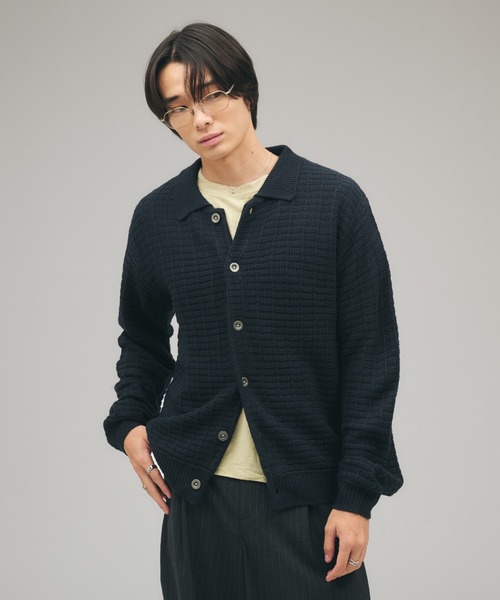 Adoon plain カーディガン KNIT PORO CARDIGAN / ニットポロ