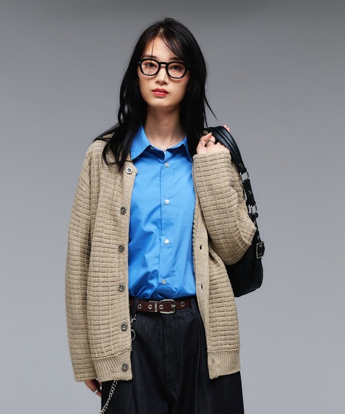 Adoon plain カーディガン KNIT PORO CARDIGAN / ニットポロ