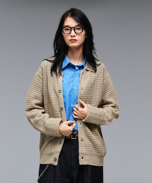 Adoon plain カーディガン KNIT PORO CARDIGAN / ニットポロ