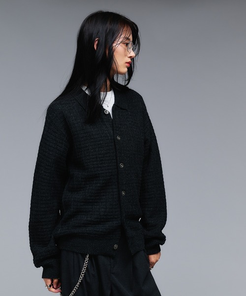 Adoon plain カーディガン KNIT PORO CARDIGAN / ニットポロ