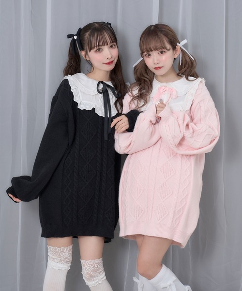 Honey Cinnamon（ハニーシナモン） ワンピース 配色ヨークコットン