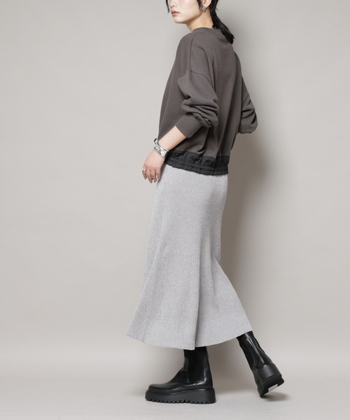 NANO universe（ナノ・ユニバース） スカート ラメモールワイドリブ