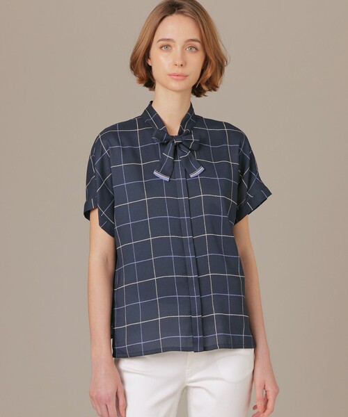 「MACKINTOSH LONDON」 半袖ブラウス 38 ネイビー レディース_画像6
