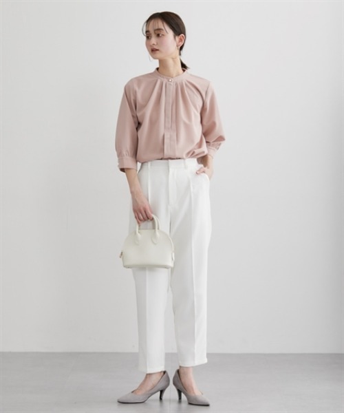 ニッセン（nissen） ブラウス シャツ 七分袖スタンドカラーカットソー