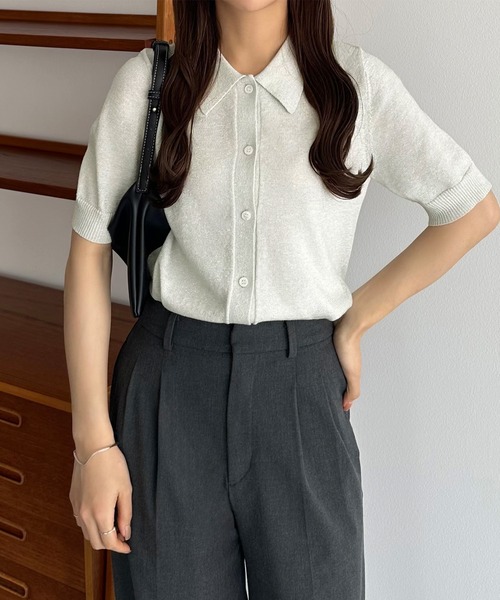 「callautia」 ニットカーディガン MEDIUM グレー レディース_画像5