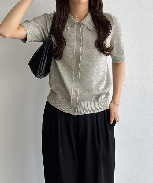 「callautia」 ニットカーディガン MEDIUM グレー レディース_画像8