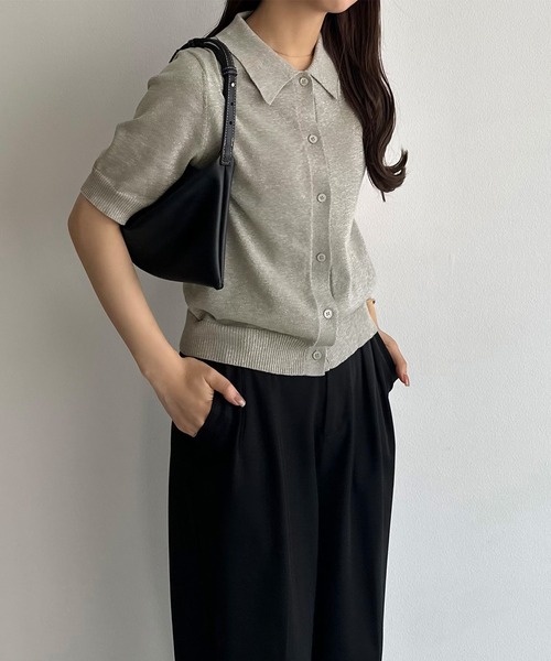 「callautia」 ニットカーディガン MEDIUM グレー レディース_画像9