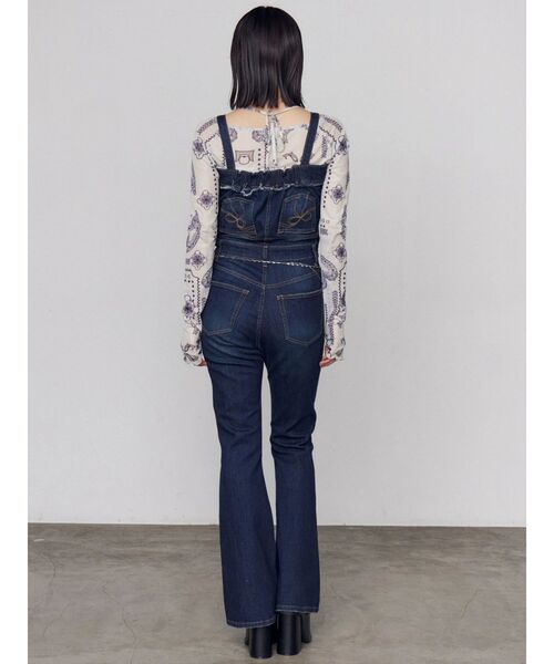 サロペット オーバーオール デニムキャミサロペット レディースの画像