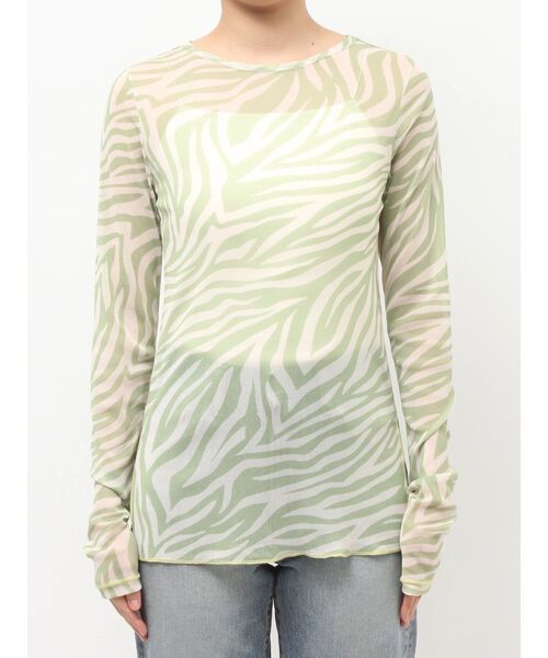 Ungrid（アングリッド） tシャツ ゼブラ柄シアーチュールロング