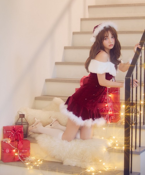 シャーリー クマ ワンピース 靴下セット 90サイズ クリスマスコーデに