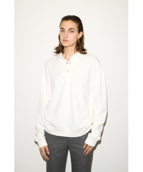 therow ポロスウェットプルオーバー　ホワイト　ザロウ THROW by SLY トレーナー スウェット OVER SW POLO TOPS オーバー ポロ