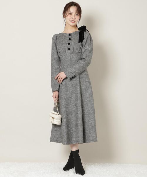 Mmeeme リボンスエードフレアワンピース Mmeeme リボンスエードフレアワンピース Mmeeme リボンスエードフレア