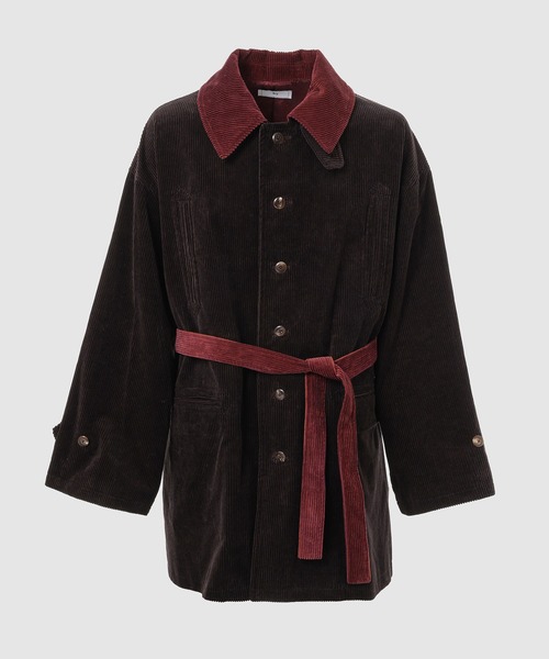 コート ジャケット CORDUROY WAIST BELTED HALF COAT HL メンズ レディースの画像