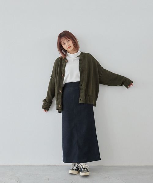 「flaner」 ニットカーディガン FREE カーキ レディース_画像3