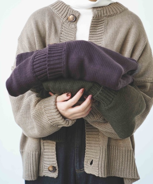 「flaner」 ニットカーディガン FREE カーキ レディース_画像7