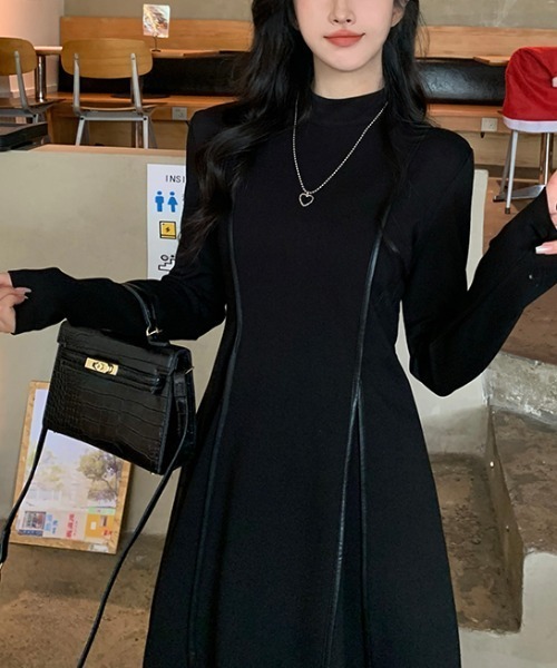 Diosfront ワンピース パイピングAラインロングワンピース : ZOZOTOWN