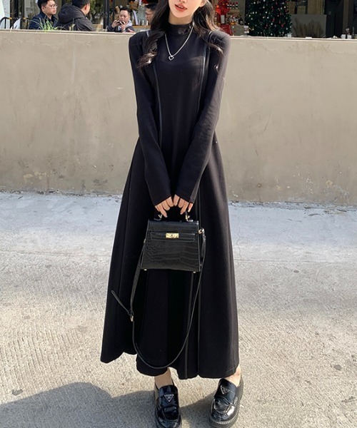 Diosfront ワンピース パイピングAラインロングワンピース : ZOZOTOWN