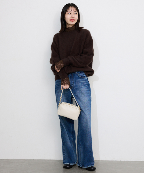 SLOBE IENA スローブイエナ★今季 大人気!!シアータートル アイボリー シアーリブヘンリーネックプルオーバー（ニット／セーター）｜SLOBE