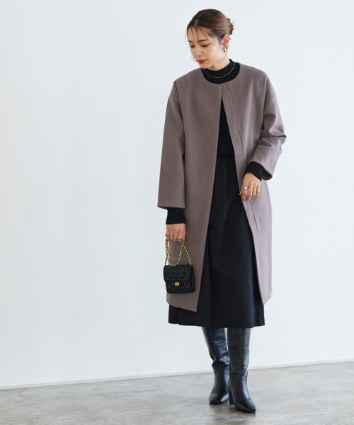 「Pierrot」 ノーカラーコート M ネイビー レディース_画像7