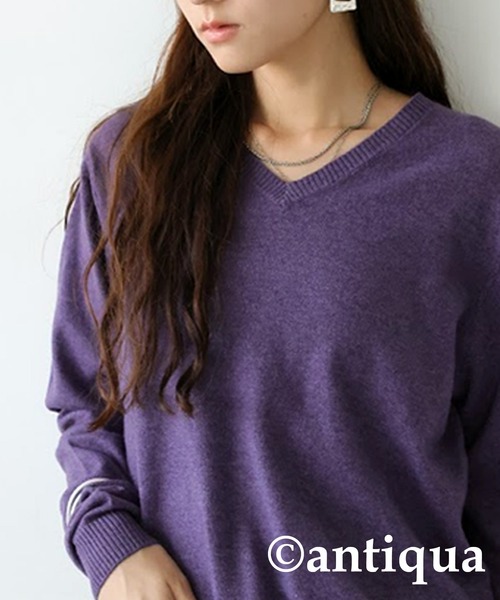 「antiqua」 長袖ニット ONESIZE パープル レディースの画像4
