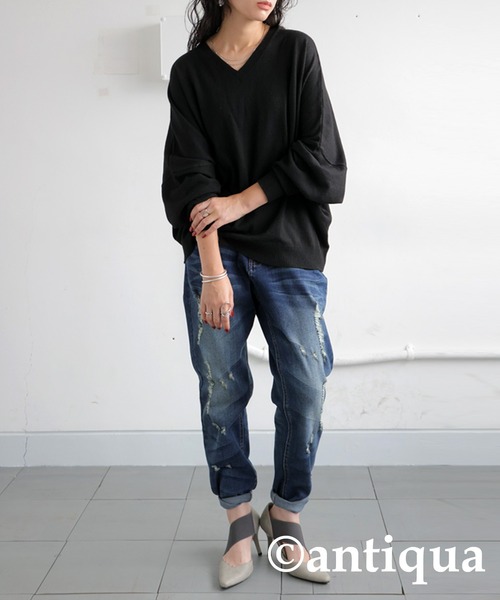 「antiqua」 長袖ニット ONESIZE パープル レディースの画像8