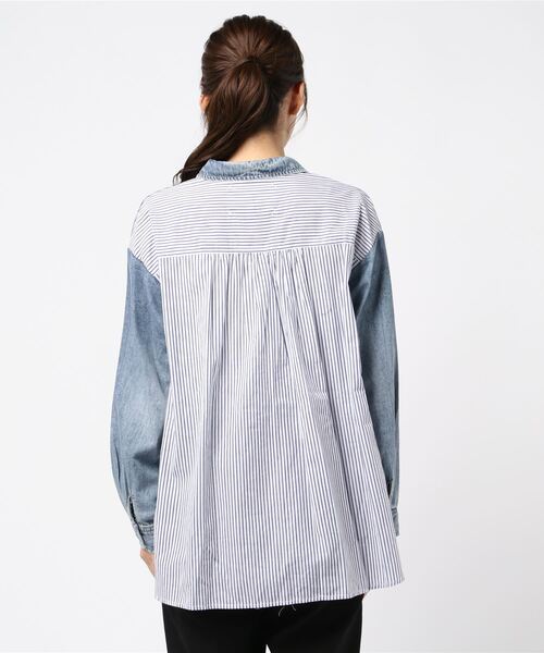 「REAL CUBE」 「CYNICAL」長袖シャツ M ブルー レディース_画像4