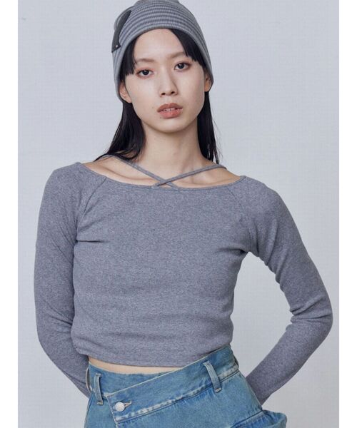EMODA（エモダ） tシャツ 2WAYストリングリブトップス レディース