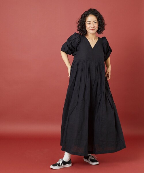 「Freada」 半袖ワンピース ONE SIZE レッド レディース_画像2
