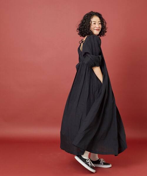 「Freada」 半袖ワンピース ONE SIZE レッド レディース_画像3