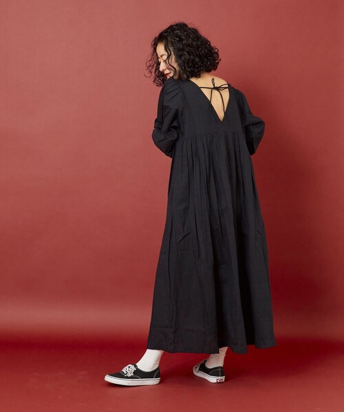 「Freada」 半袖ワンピース ONE SIZE レッド レディース_画像5