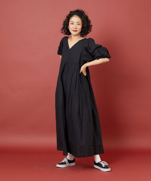 「Freada」 半袖ワンピース ONE SIZE レッド レディース_画像6