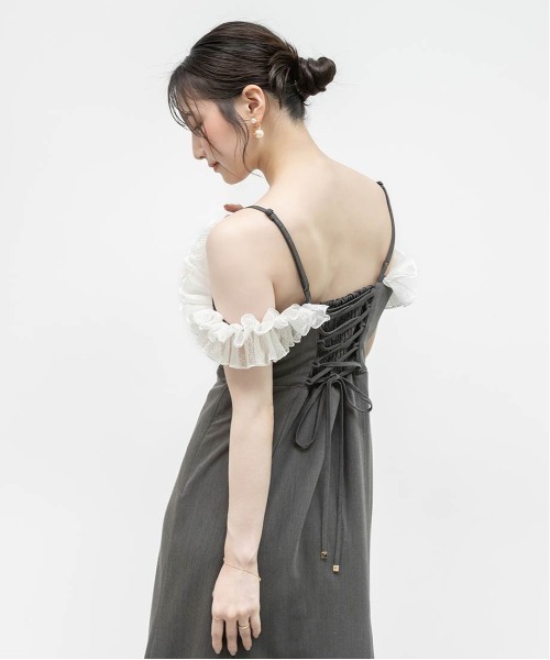RANDA レースフリルマーメイドキャミワンピース グレー 新品タグ付き RANDA（ランダ） ワンピース レースフリルマーメイドキャミワンピース
