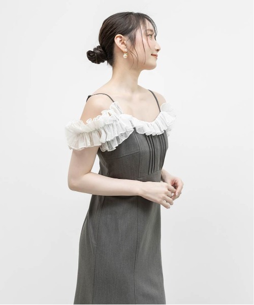 RANDA レースフリルマーメイドキャミワンピース グレー 新品タグ付き RANDA（ランダ） ワンピース レースフリルマーメイドキャミワンピース
