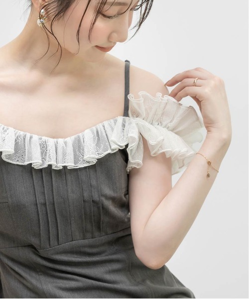 RANDA（ランダ） ワンピース レースフリルマーメイドキャミワンピース