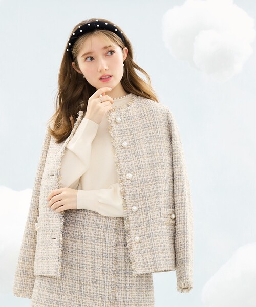「couture brooch」 ツイードジャケット 38 ブルー系その他5 レディース_画像2