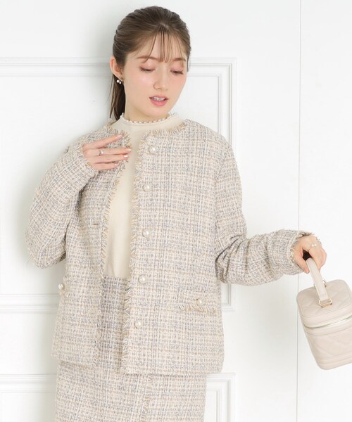 「couture brooch」 ツイードジャケット 38 ブルー系その他5 レディース_画像7