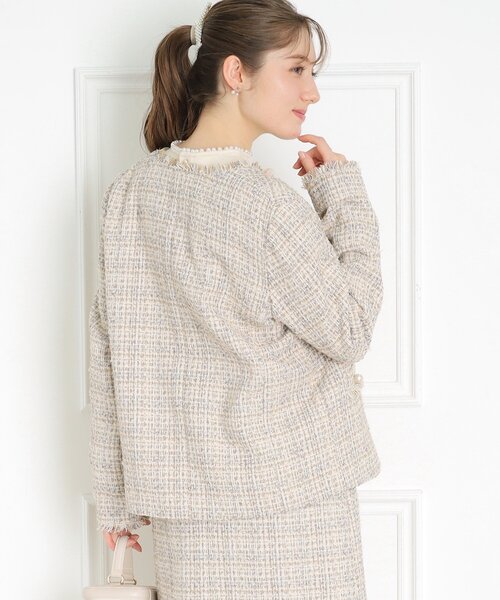 「couture brooch」 ツイードジャケット 38 ブルー系その他5 レディース_画像9