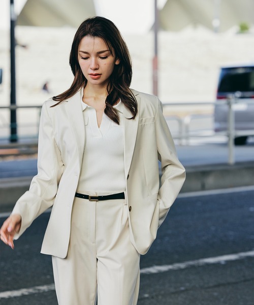 スラックス パンツ サイドシーム スリム ストレート パンツ KINO THE KEI レディース_4
