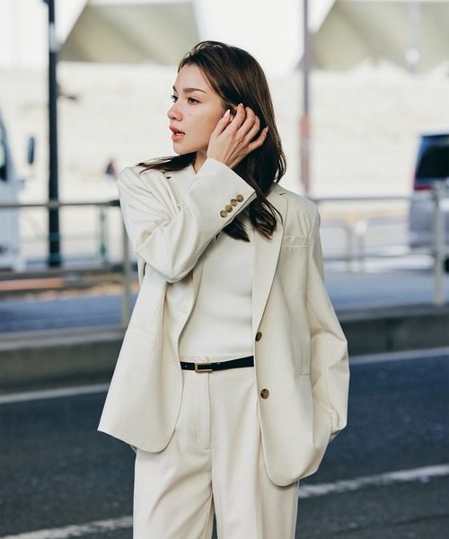 スラックス パンツ サイドシーム スリム ストレート パンツ KINO THE KEI レディース_5