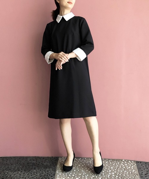 「BE NEAT」 長袖ワンピース MEDIUM ブラック レディース_画像4