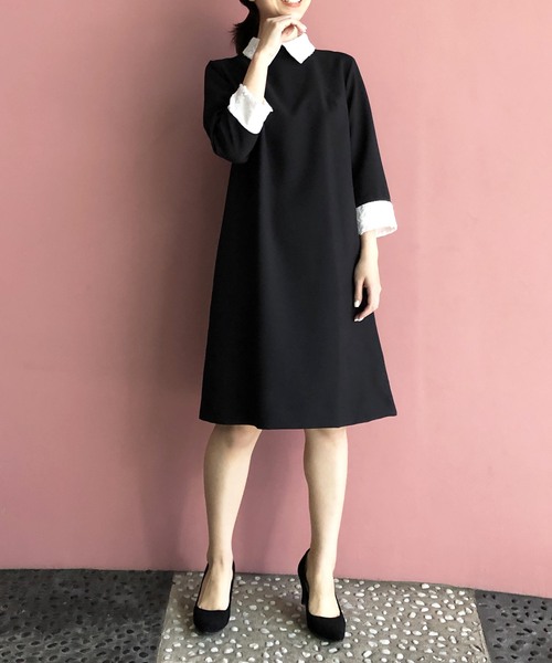 「BE NEAT」 長袖ワンピース MEDIUM ブラック レディース_画像6