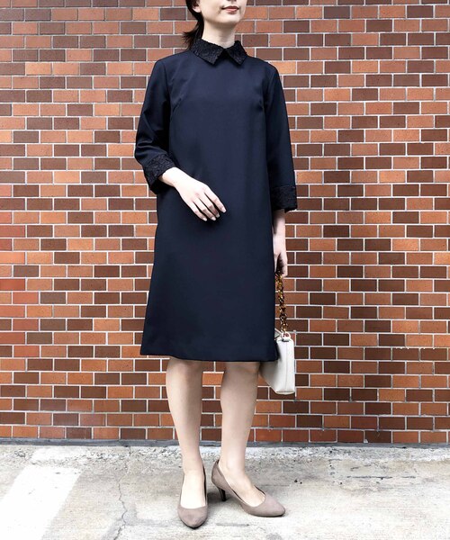 「BE NEAT」 長袖ワンピース MEDIUM ブラック レディース_画像7