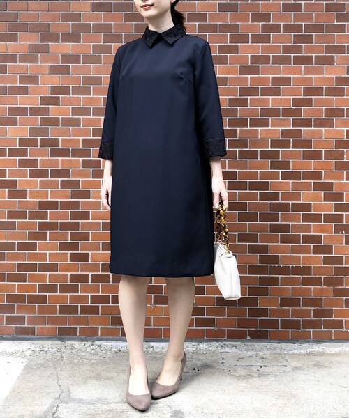 「BE NEAT」 長袖ワンピース MEDIUM ブラック レディース_画像8