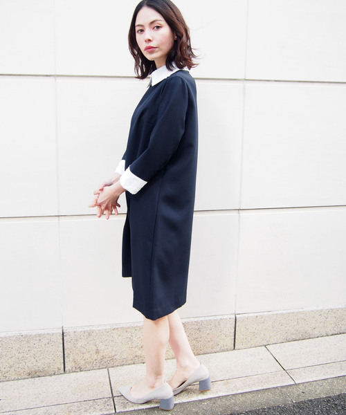 「BE NEAT」 長袖ワンピース MEDIUM ブラック レディース_画像9