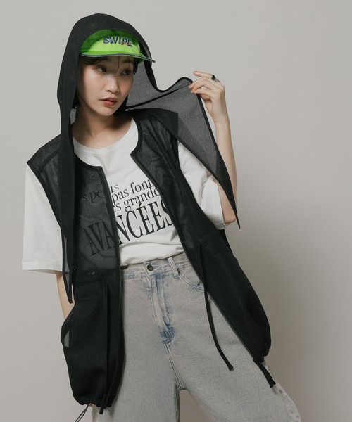 レース＆メッシュ2WAYベスト 人気完売!! niko and…（ニコアンド） ベスト ジレ レース＆メッシュ2WAYベスト