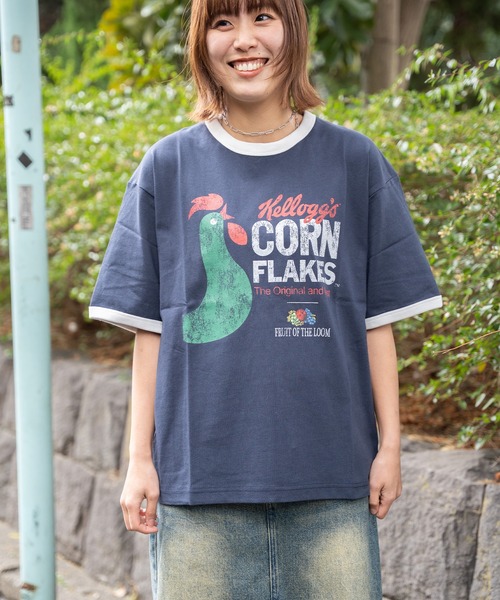 たまのニッポンろけっと旅行 Tシャツ Lサイズ FRUITOFTHELOOM FRUIT OF THE LOOM（フルーツオブザルーム） tシャツ FTL x KELLOGGS