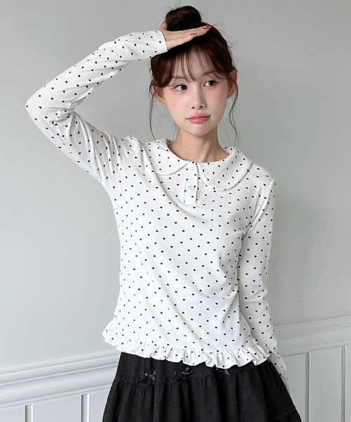by muni:r tシャツ 「着用動画あり！」カラーフリルTシャツ/2026 SS 